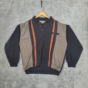Vintage LD Sport International Mens XXL Long Sleeve Polo Sweatshirt Colorblock
